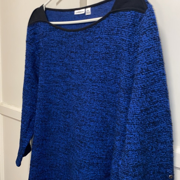 Croft & Barrow XXL Blue Black Wide Collar Shirt Blouse - Picture 11 of 12